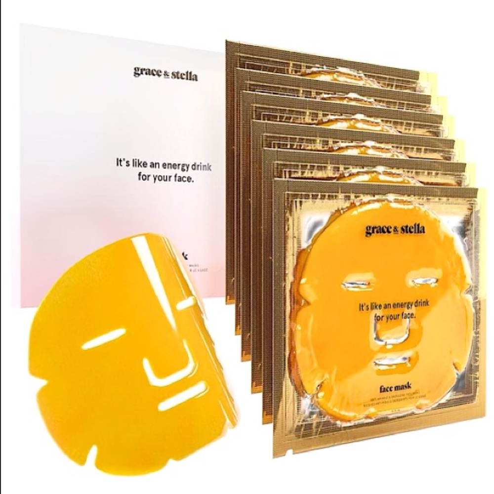 6 Pack Grace & Stella Energy drink Anti Wrinkle Collagen Face Masks